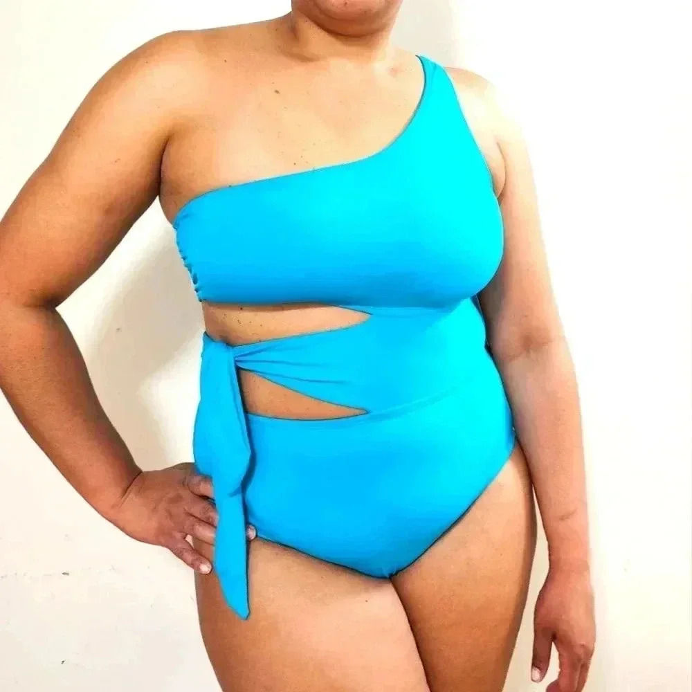 La Blanca-One shoulder/side tie one‎ piece